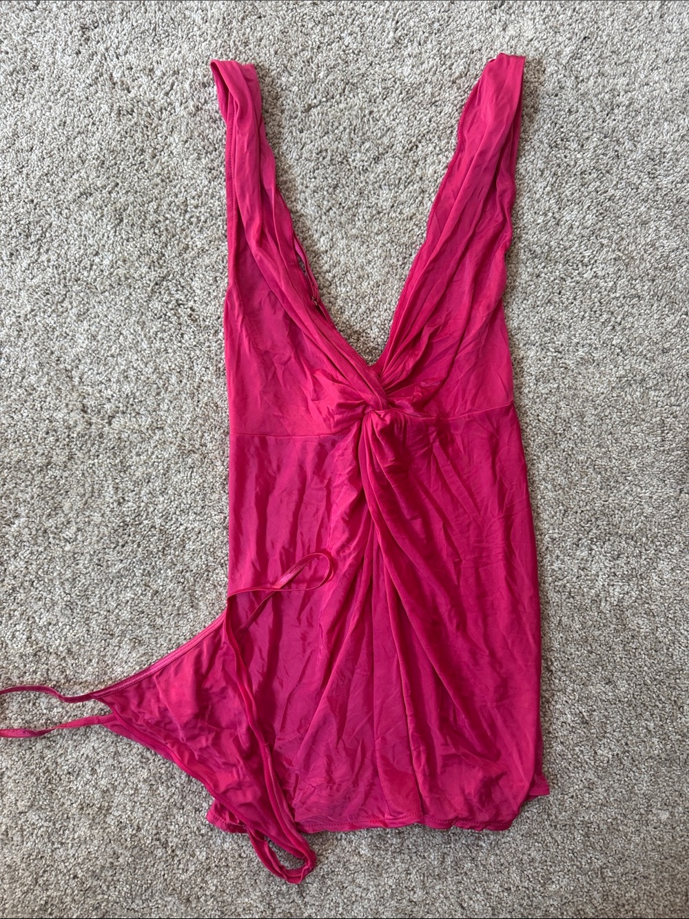 Victoria's Secret Fuchsia Deep V Tie-Front Slip